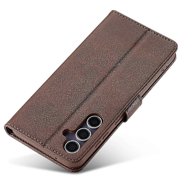 LC.IMEEKE Fodral till Samsung Galaxy S25 Kalvtextur PU Läder Ställ Plånbok Mobilskal - Grå[HK] Brown Multicolor