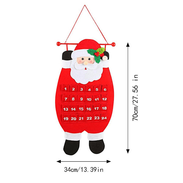 Felt Christmas Advent Calendar Wall Hanging Santa Felt Advent Calendar 24 Days Countdown Calendar for Home Decor[HK]