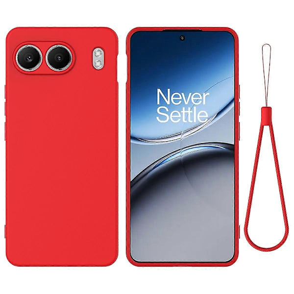 For OnePlus Nord 4 Deksel Flytende Silikon Anti-Ripe Telefondeksel med Håndstropp - Grønn[HK] Red Multicolor