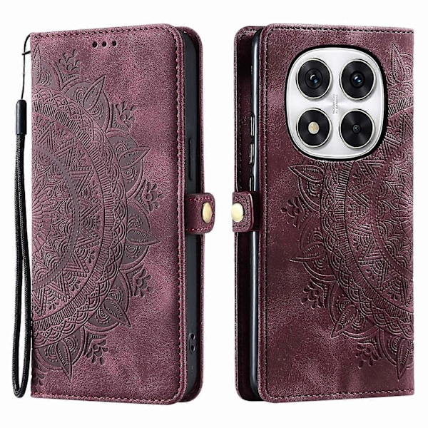 Lompakkokotelo Xiaomi Redmi Note 14 Pro 5G 14 Pro 5G Poco X7 5G nahkainen puhelinkuori Skin Feel Totem[HK] Multicolor Wine Red