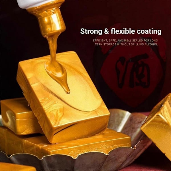 Flaskförseglingsvaxblock - Resilient och mångsidigt buteljeringsvax för vin, 4 vaxbitar 0,2 kg med PTFE-tejp, [HK] Gold