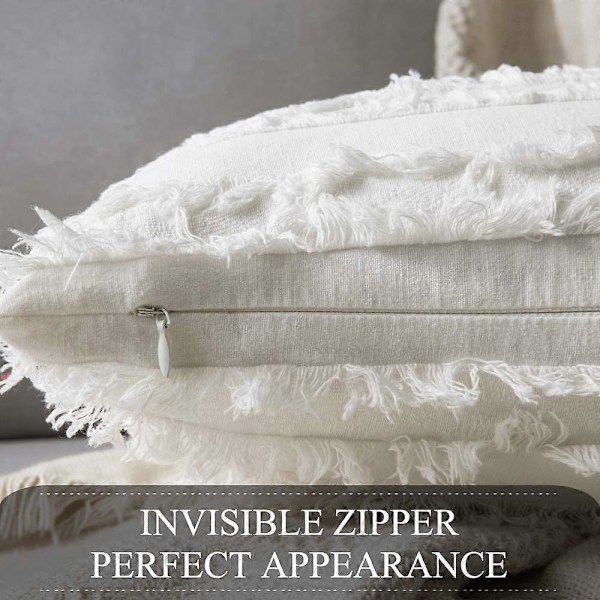 Sett med 2 Håndlagde Dekorative Solid 100% Bomullslerret Putetrekk, 11 Farger Tilgjengelig - (18\"x18\" 2 Stykker, Eplegrønn)[HK] white