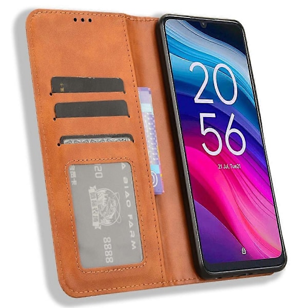 Til TCL 505 T509K T5094 Etui Retro Læder Magnetisk Lukning Flip Telefon Cover[HK] Style A Multicolor