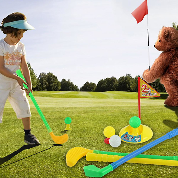 Mini flerfarvet golfkøllesæt Golfspillerspil Udendørs Sportshave Sommer Børnelegetøj[HK]
