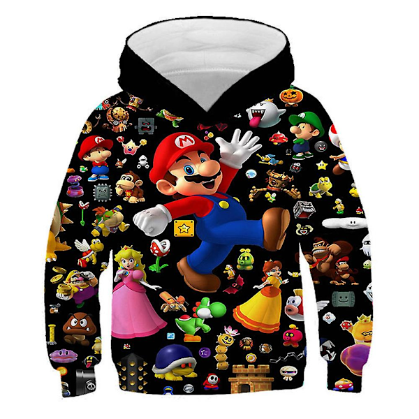 Super Mario Print Børne Hoodie Sweatshirts Langærmet Hættetrøje Sport Toppe[HK] F 5-6 Years