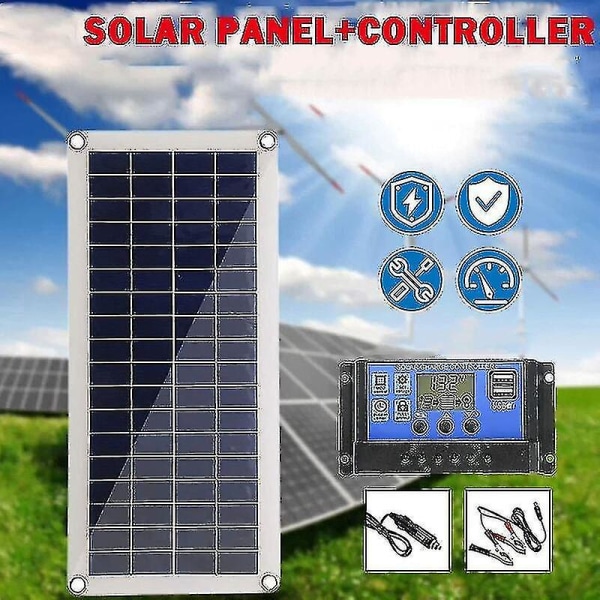 Rion 300w 12v solcellepanel, solcellepanelsett, batteriladersett med 20a solcellelader for bobil, yacht, utendørs, hage, belysning 1[HhhK]