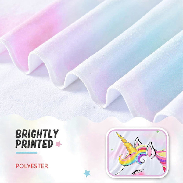 Unicorn Strandhåndklæde - 70 x 150 cm Pink Polyester Camping Håndklæder til Piger Børn Unicorn Strandhåndklæde Blødt Strandtæppe Pool Rejse Svømning Ba[HK]