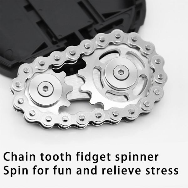 Cykelkæde Gear Fidget Spinner Metal Tandhjul - Rustfrit Stål Nyhedslegetøj til Stressaflastning og Håndstyrke[HK] silver