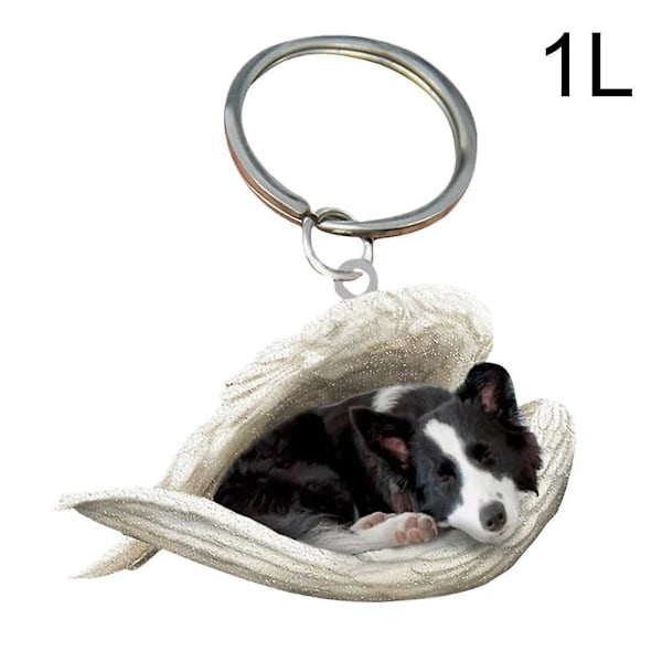 Hengende ornament nøkkelring søt sovende engel hund vinge anheng hund gave Ca[HK] Border Collie