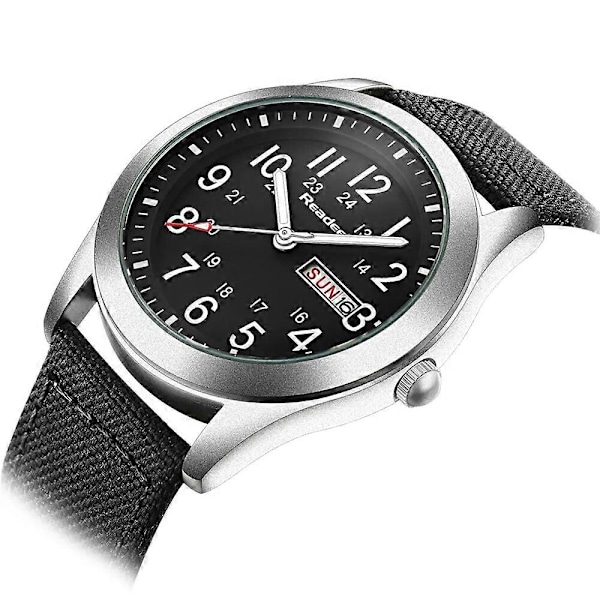 \"2016 Readeel Märke Mode Herr Sportklockor Herr Quartz Datum Klocka Man Läderrem Militär Armé Vattentät Armbandsur\"[HK] Black
