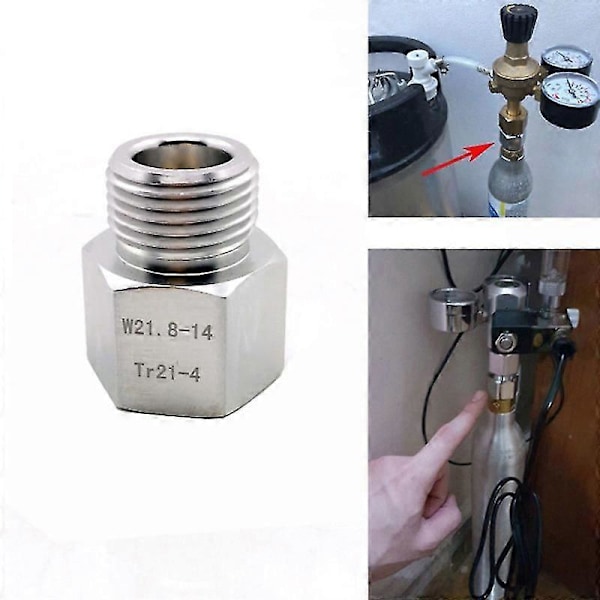 1x Co2-säiliöadapteri Messinkisylinteri Naaras Cga 320 Uros W21.8 Muunninliitin Co2-säädin O[HK] silver