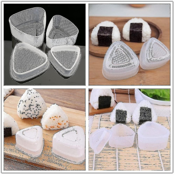 4 stk. Sushiform Kit Trekant Sushi Maker Transparent Onigiri Maker Ris Bento Form Nigiri Form Eller Restauranter -aya[HK]