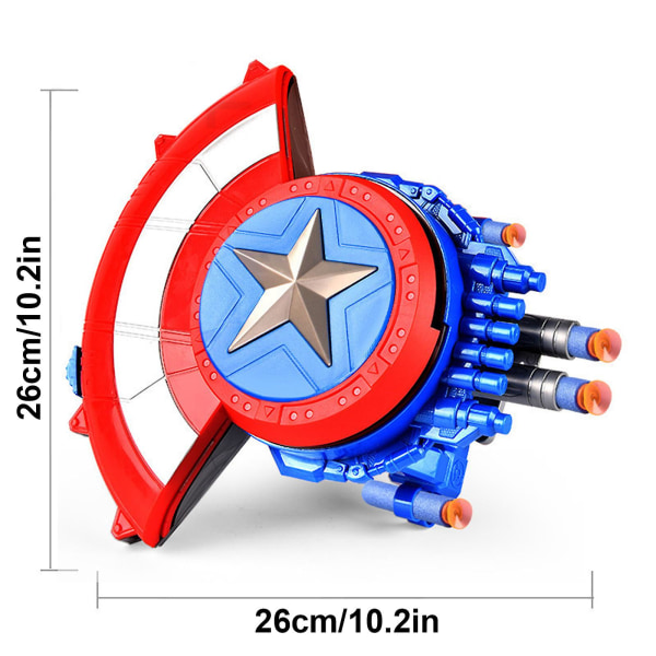 Marvels Avengers Mech Strike Captain Americas Sköld Rollespelsleksak Med 20 Mjuka Kulor Dra Handtaget För Att Utöka, För Barn 5 År Och Uppåt[HK] A2
