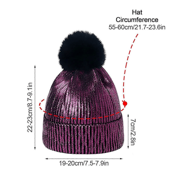 Lila Metallisk Ins Guld Silver Damhatt Höst Vinter Unisex Akryl Varm Flickor Mössa Skidåkning Vandring Enkel Mössa[HK] violet