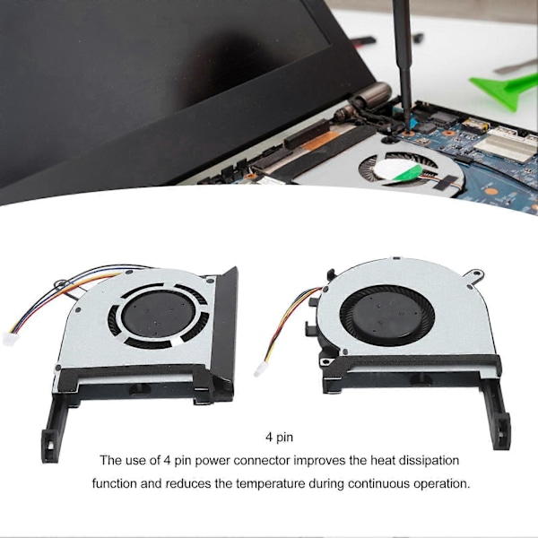 2 st Laptop CPU GPU Kylfläkt 4 Pin Tyst Effektiv Ersättningsfläkt för Laptop för TUF Gaming A15 FA506 IV FA506IU FA506IH FX506IU FX[HK]
