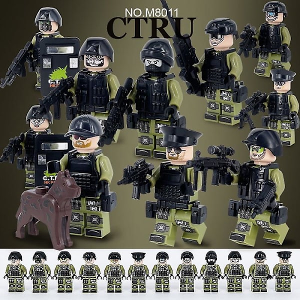 12 kpl Sotilas Action Figurit SWAT-tiimi Poliisihahmot Rakennuspalikat Leikkiseti [HK]