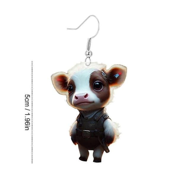 Øreringe Søde Ko Dyre Dråbeøreringe Gårdsdyr Dingle Krogøreringe Ko Smykker Dyreøreringe Ko Gårdsdyr Dingle Krog [HK] earrings 4