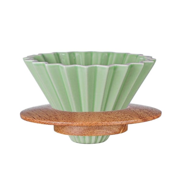 Kaffe Filter Keramisk Hell Over Kaffe Dripper Sett for V60 Dripper Flyttbar Dripper med Stativ Kaffe Trakt Grønn[HK] Green