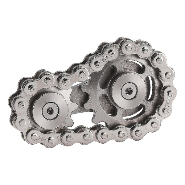 Cykelkæde Gear Fidget Spinner Gyro Rustfrit Stål Tandhjul Dekomprimeringslegetøj[HK] silver