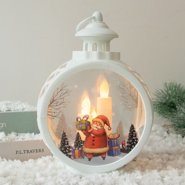 LED stearinlys i rund retro stil - liten glassplast LED-element julelysdekorasjon for hjemmet [HK] Father Christmas