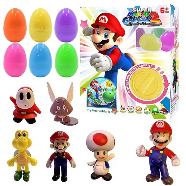 Påskeæg forudfyldt Mario figurlegetøj Gashapon Egg Twisting Machine Blind Box Børnegave[HK]
