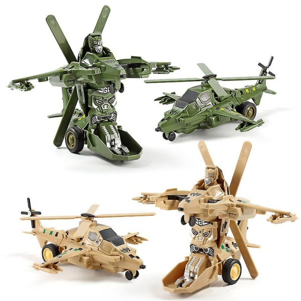 Drenge Transformer Legetøj Tank Vehicle Transformers Børnerobot Børns fødselsdagsgave[HK] Green Helicopter