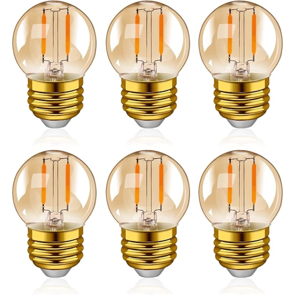 G40 LED Retro Edison Filament Ljuskälla Mini Globe 1w (e27, 6 Pack) [Energiklass G]([HK])