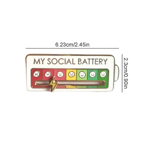 Uppgradera Social Batteri Nål - Min Sociala Batteri Kreativa Slagnål, Rolig Emalj Emotionell Nål 7 Dagar i Veckan White