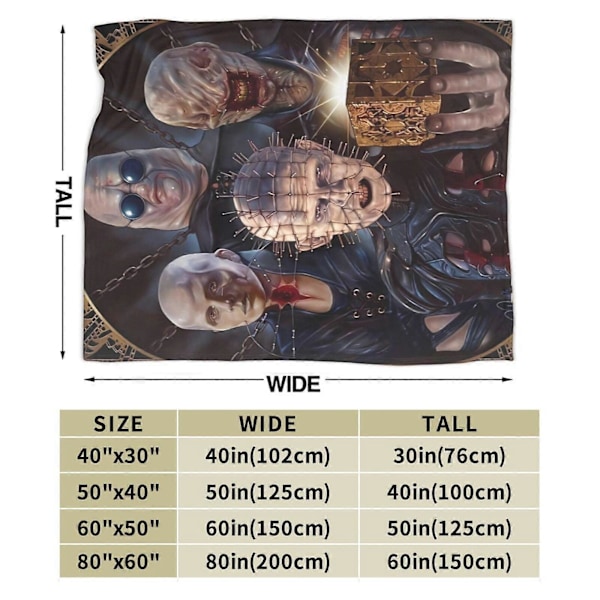 Hellraiser 50&quot;x40&quot; Flanel Tæppe Blødt Varmt Voksen- og Børnetæppe Til Seng Sofa Hele Sæsonen-KDE45803[HK] 76x102cm 40x30in