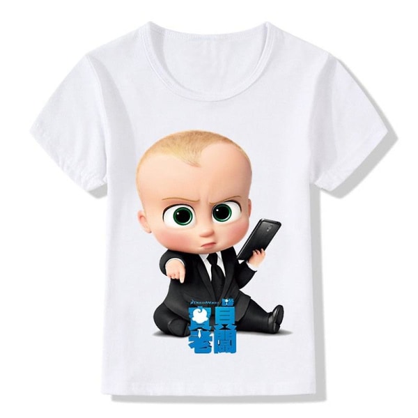 Unisex The Boss Print T-skjorte[HK] 2T-80CM / DJJ-CHUNSE-White