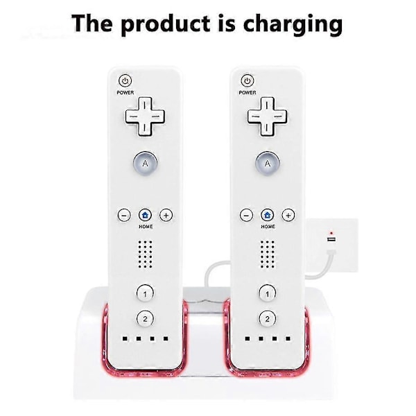 Fjernbetjenings batterioplader dobbelt ladestation dock med to genopladelige batterier med øget kapacitet til Wii spil fjernbetjening [HK]