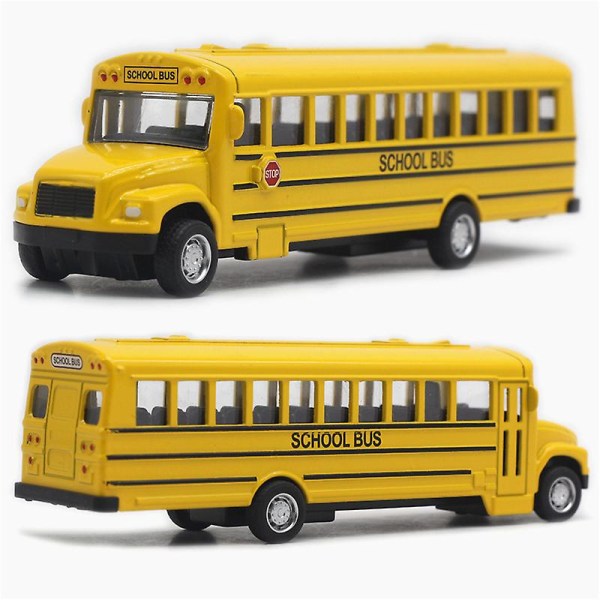 2 stk. 5,5 tommer Pull Back Die-cast Skolebus, legering Metal Køretøjer Legetøj Med Lys Gul Til Børn Drenge Pigeracco[HK]