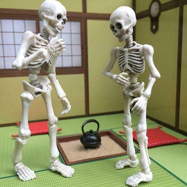 9CM Halloween Bevægelig Skelet Menneske Model Kranie FullBody Mini Figur Scary Legetøj[HK]