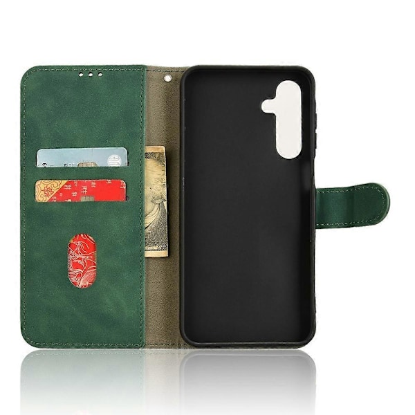 Læderetui til Samsung Galaxy A16 5G, hudvenlig anti-drop pung flip telefoncover -[HK] Green Multicolor