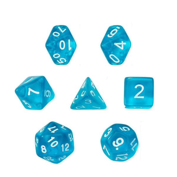 Gennemsigtig Blå Polyhedral Terningesæt 7 stk. Tilbehør til Kampagne[HK] Multicolor