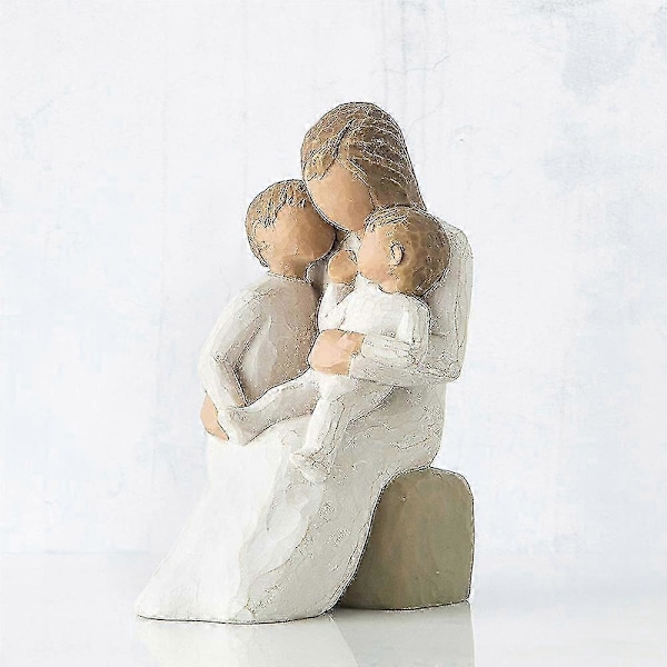 Skulpterad handmålad figur, Mor och barn, För en nybliven mamma, Gåva till dotter fru svärdotter kvinnor[HK]