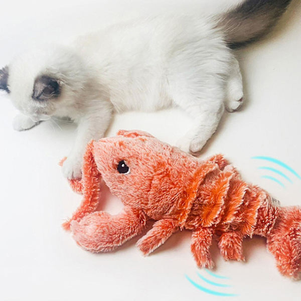 Floppy Lobster Hundleksak, Elektrisk Hoppande Räka Kattleksak Simulerad Plysch Hummer Interaktiv Kattleksak Ty