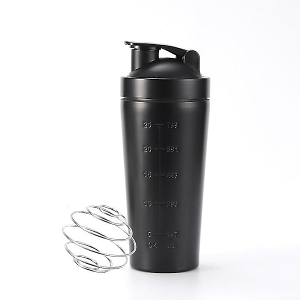 Rustfrit Stål Whey Protein Shakerflaske Med Blender Ball Målemærker BPA Fri Til Gym Og Sport Vandblanding Kop[HkkK] Black 5 ML 17OZ