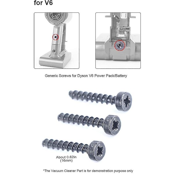 HKK  6 kpl ruuvit ruuvit Dysonin johdottomalle V6 V7 V8 V10 V11 -imurille Virtalähde/akku