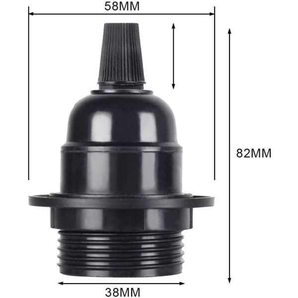 2 stk/pakke Edison Skrue ES E27 Pære Lampeholder Pendel Fatning Sort Bakelit[HK]