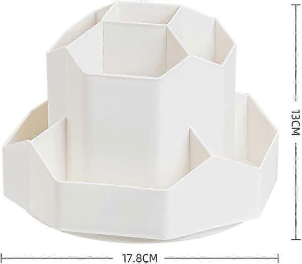 Roterende Penneholder 9 Rum Skrivebordsopbevaring Hvid[HK]