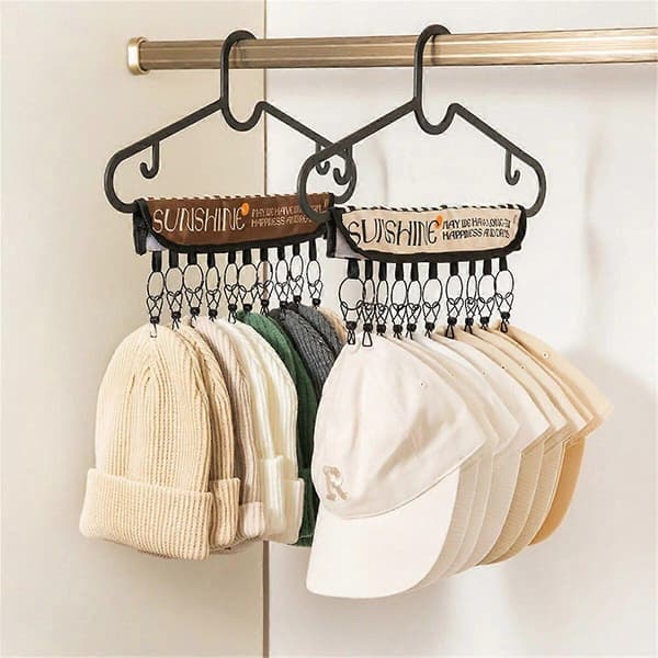 10 klips foldbar baseballstativ hat håndklædeholder klips rustfri skab baseball organizer hængestativ rustfri stålklips [HK] Beige