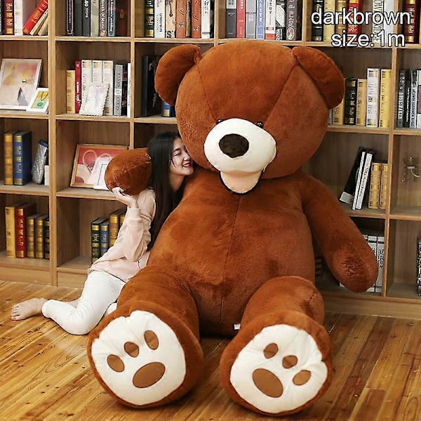 Nallebjörn Stor Fylld Leksak Överdrag Enormt Skinn DIY Dockor Plysch Mjuk Present Till Jul [HK] Brown (only cover) 1m