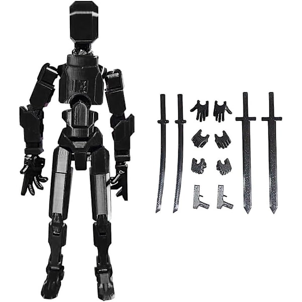 T13 Titan Robot Actionfigur Legetøj, Multi-Leddet Bevægelig 3D-Printet Figur Dummy- Desktop Dekorationer, Valentinsdagsgaver til Ham (Sort)[HK] Black