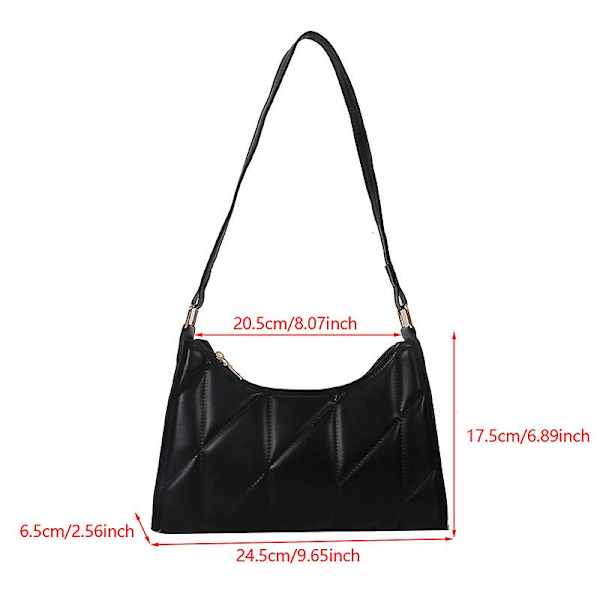 \"PU Läder Rutig Quiltad Dam Axelväska Casual Crossbody Väska Hobo Handväska\"[HK] 1 Pcs Blue