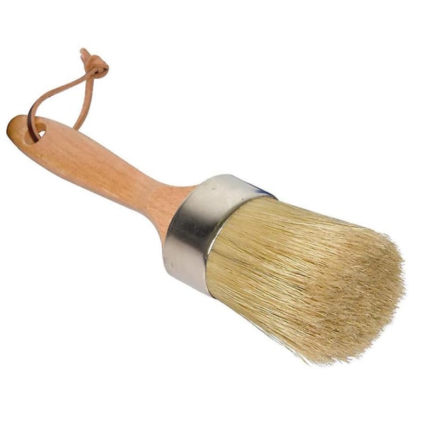 Kridt- og voksmalerpensel Stor 2-i-1 rund maleværktøj med naturlige børster til gør-det-selv-møbelstenc([HK])