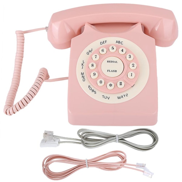 Rosa vintage telefon – høyoppløselig samtalekvalitet – kablet telefon for hjemmekontor[HK]