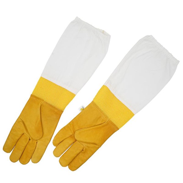 1 par Biodlarhandskar Skyddsärmar Andas Anti Bee/Sting Fårskinn Långa handskar för biodlarverktyg (XL)