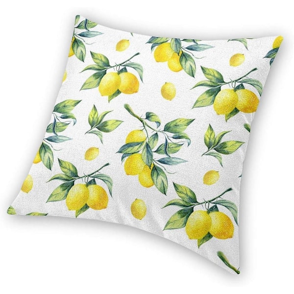 Sitruuna Koristetyynynpäällinen Keltainen Tyynynpäällinen Tyylikäs Akvarelli Kasvit Ja Hedelmät Tyynyliina Mukava Hengittävä Kodin Sisustus Tyynyliina[HK] 45x45cm