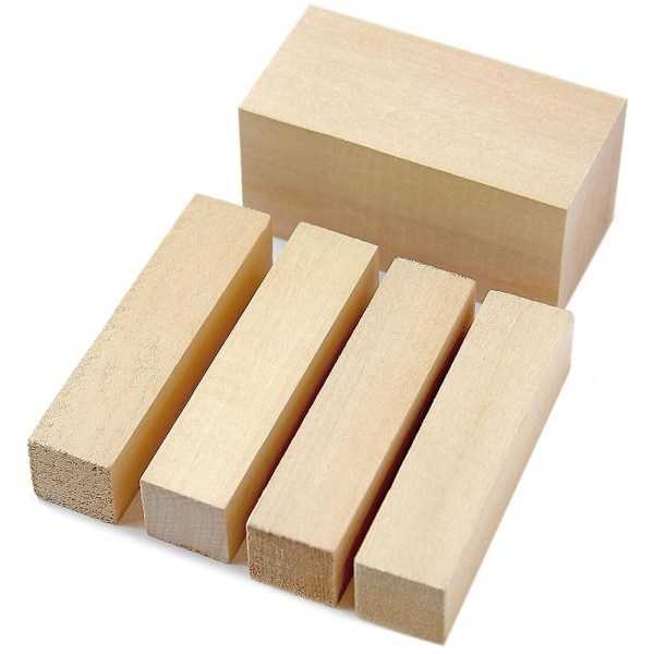 5 kpl Carving Wood Blocks Whitling Wood Blocks Basswood Carving Blocks keskeneräinen set veistämistä varten ([HK])